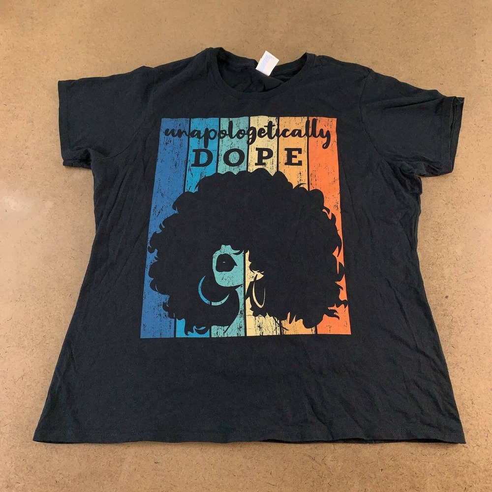 Dope Queen African American Afro Port & Company Womens T-Shirt Black XXL New